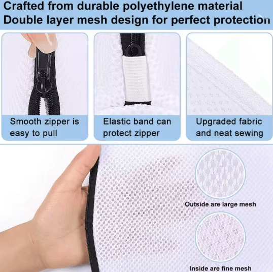 Premium Mesh Shoe Washing Bag – Durable Sneaker Laundry Bag with Zip Closure