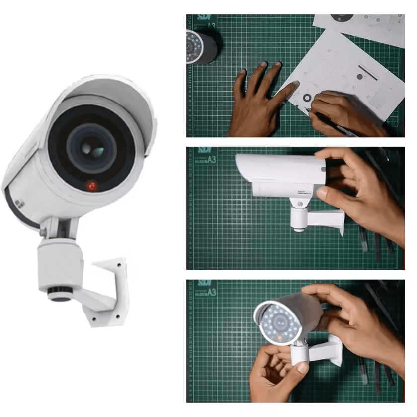 Realistic LED Dummy CCTV Camera – Waterproof Indoor & Outdoor Security Decoy