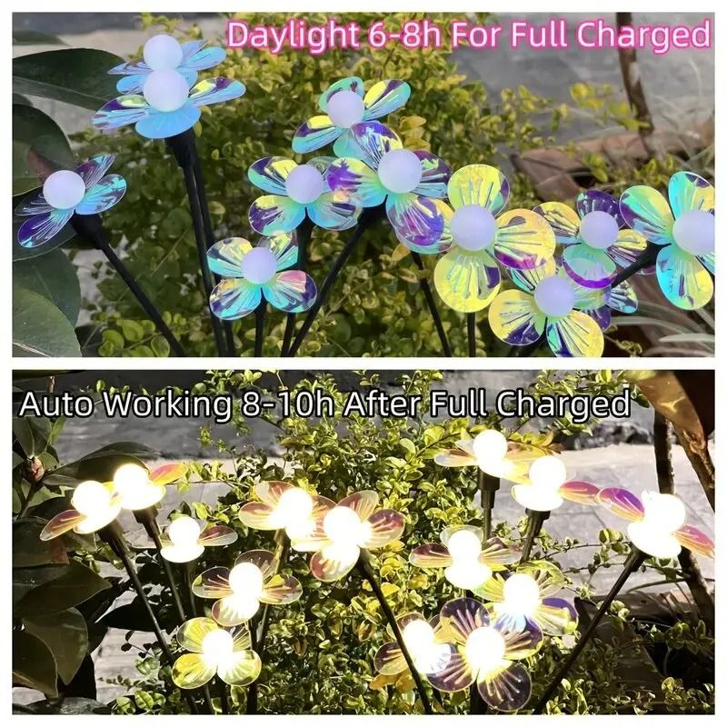 Solar Firefly Flower Lights Outdoor Waterproof LED Garden Pathway Light