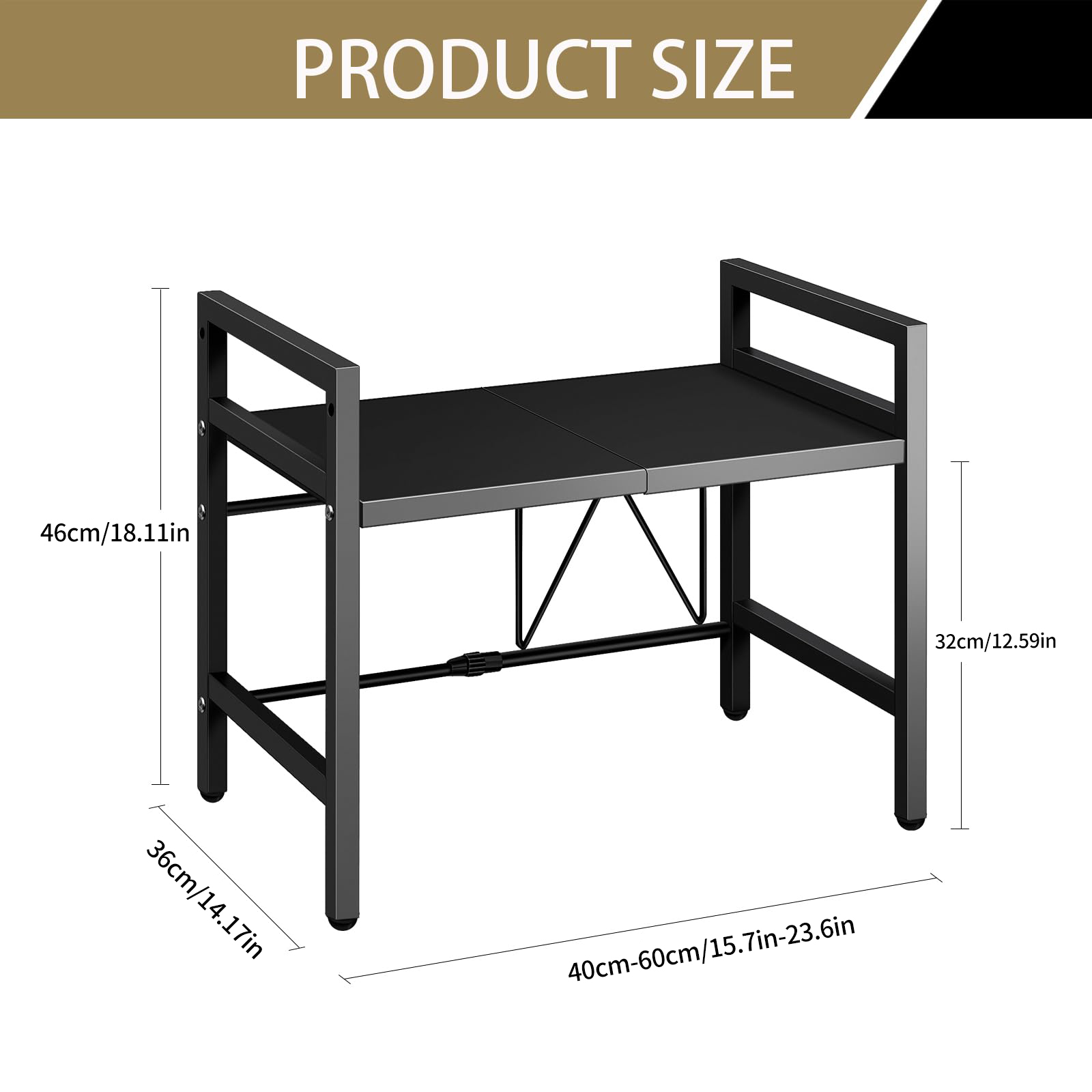 Expandable Microwave Shelf Organizer, Rust Proof Countertop Organizer, Tableware Storage for Kitchen Organization