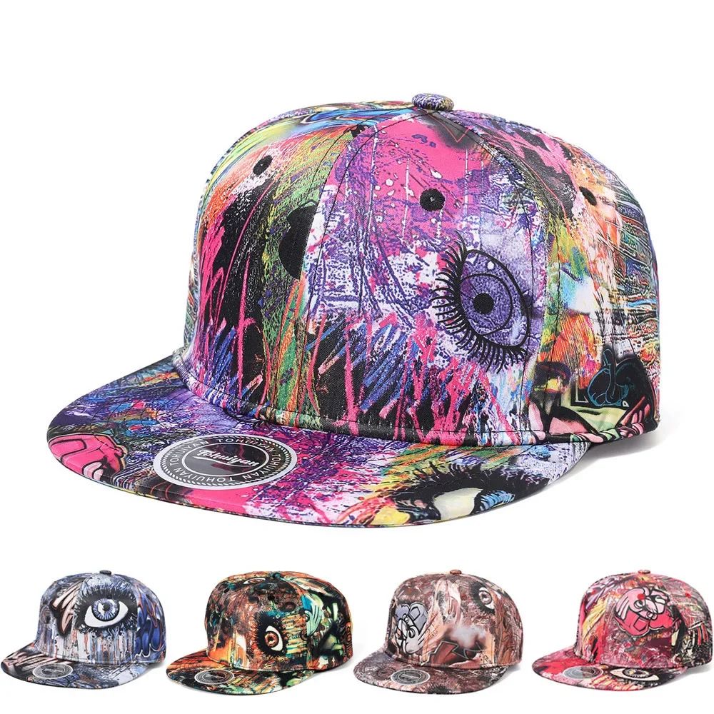 Graffiti Bones Flat Visor Snapback Baseball Cap