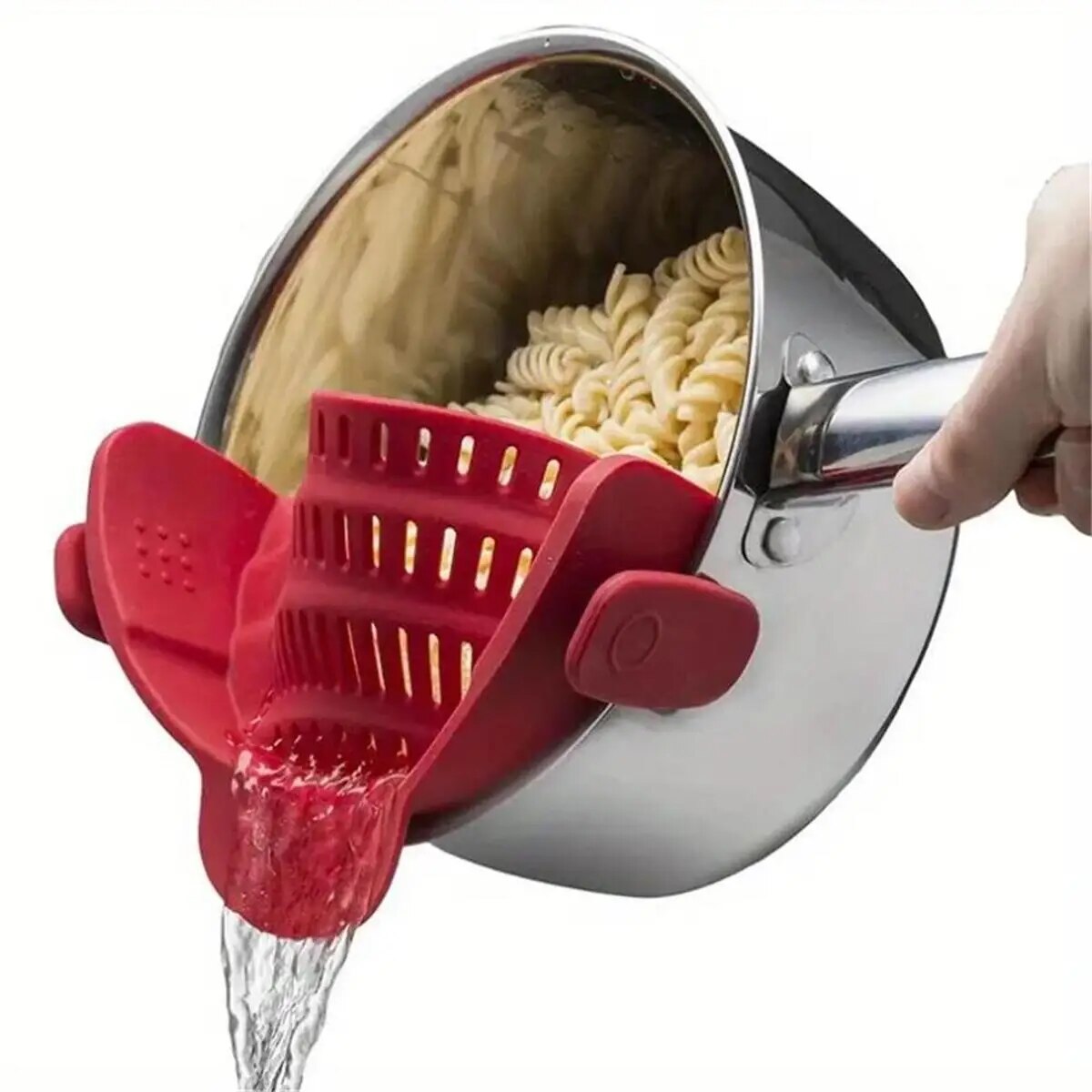 Adjustable Silicone Clip On Strainer for Pots, Pans, and Bowls Handheld Drainer for Noodles, Pasta