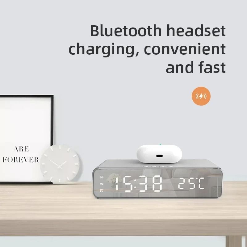 Wireless Charger Stand with Alarm Clock & LED Display