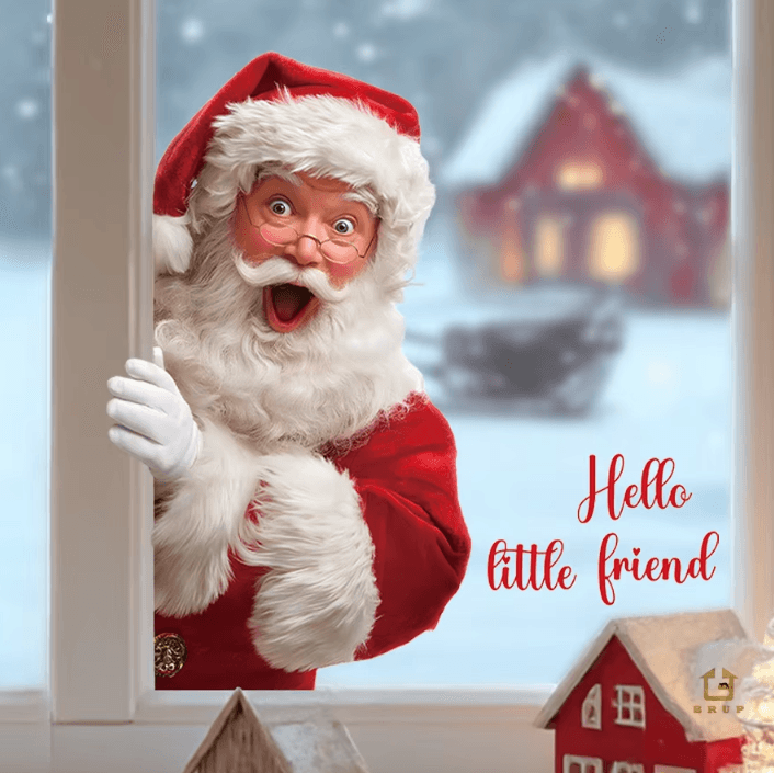 FestiveCling Santa Window Stickers – Removable Static Cling Christmas Decor