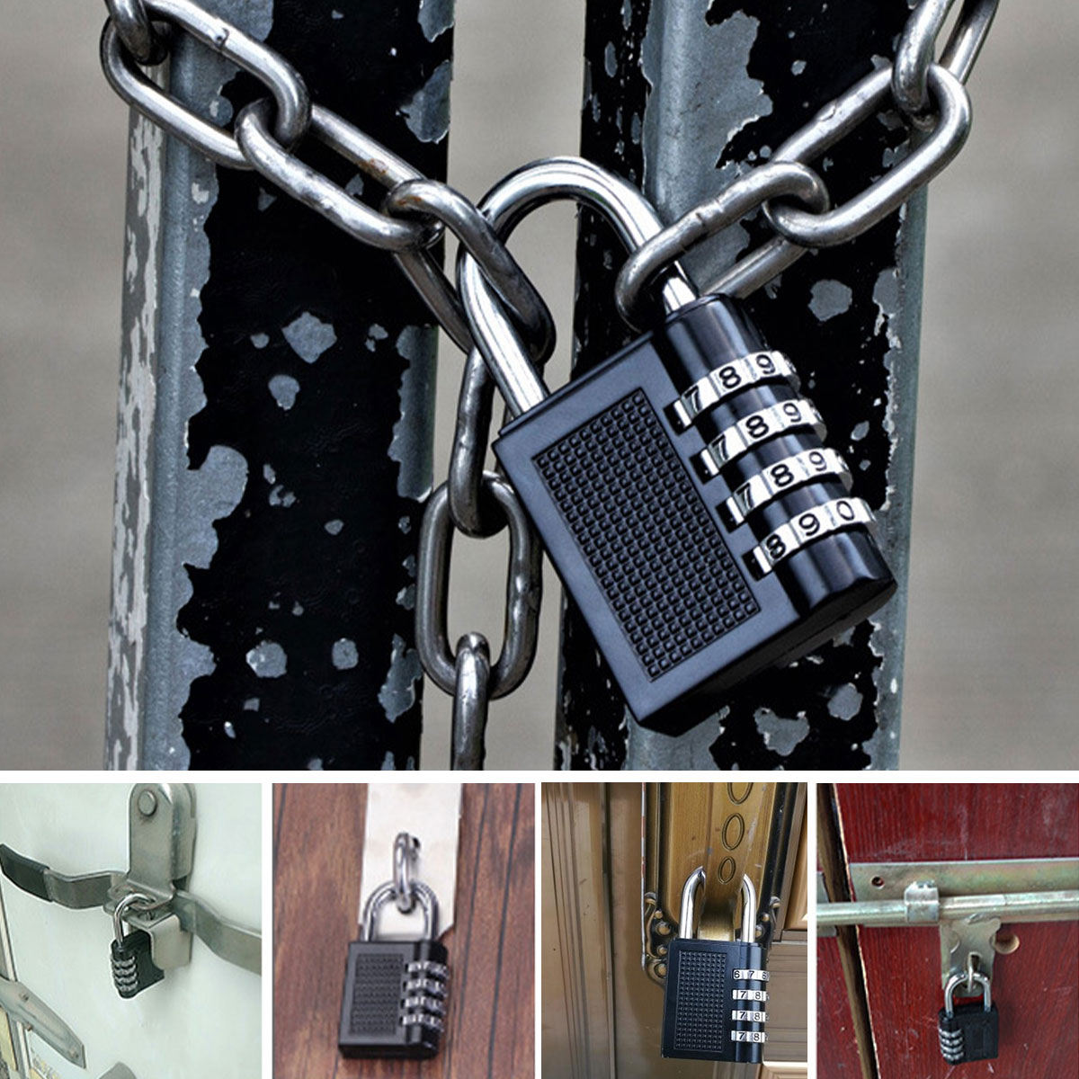 Zinc Alloy Padlock, Digit Locker Lock, Weatherproof Outdoor Lock for School, Gym, Fence Hasp, Mechanical Lock Secure