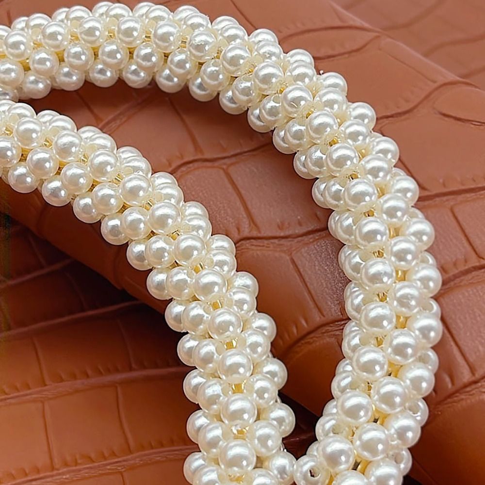 Exquisite Pearl Round Bag Handle, Metal Ring, Braided Colorful Beads for Women Handbag Purse Frame