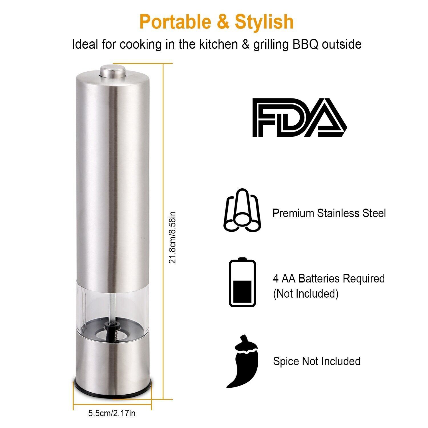 Rechargeable Electric Salt and Pepper Set