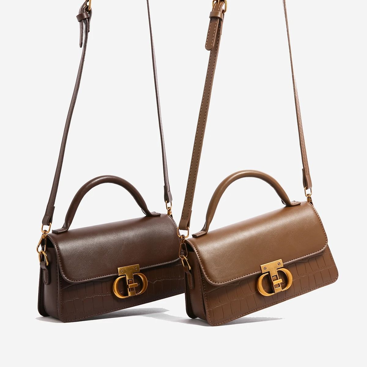Vintage Small Leather Armpit Bag with Chain Strap Womens Summer Underarm Handbag
