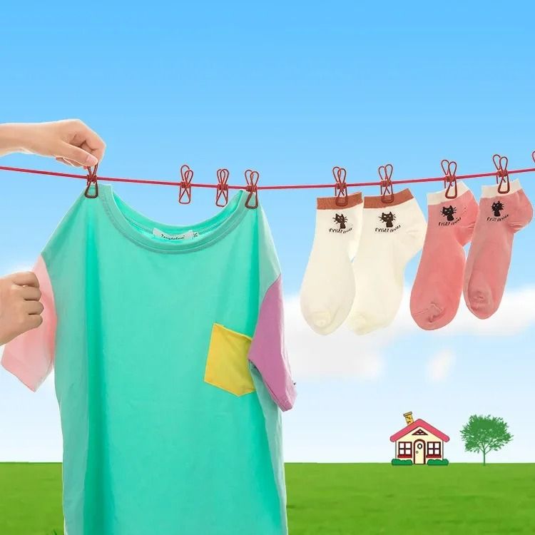 Elastic Windproof Clothesline and High-Performance 12-Clip Portable Drying System