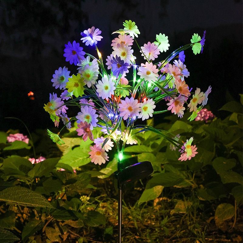 Outdoor Solar Powered Chrysanthemum Lights Yard Decoration, Garden Lighting, Unique Landscape Lamp for Lawn Stakes