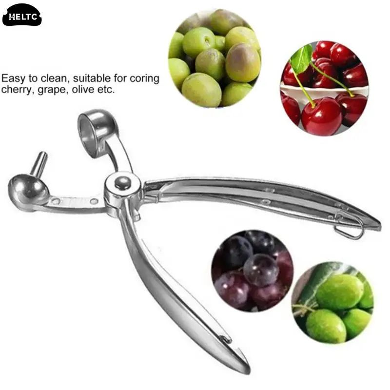 Cherry pitter and olive pitter handheld plunger - Quick fruit pit remover tool for clean, intact fruit