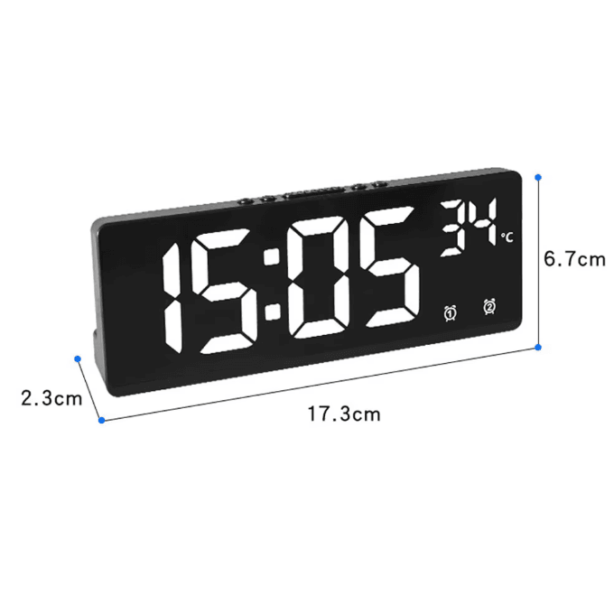 Voice Control LED Digital Alarm Clock – Temperature Display Desk Clock with Night Mode