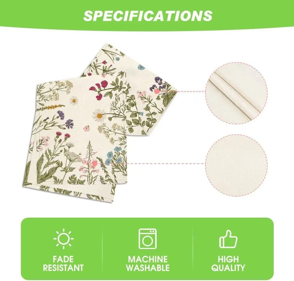 Spring Daisy Linen Table Runner Farmhouse Floral Dining Table Decor