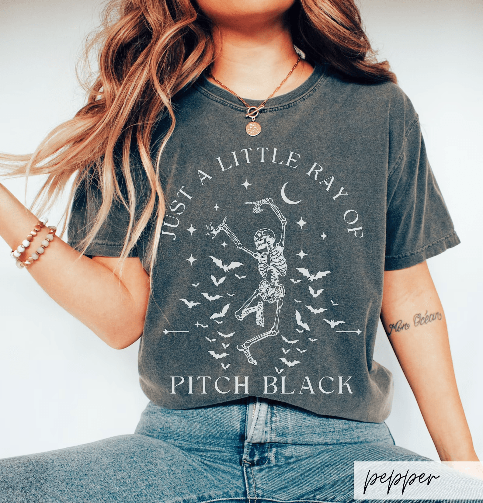 Skeleton Bat Tee | Funny Goth Emo Halloween Shirt