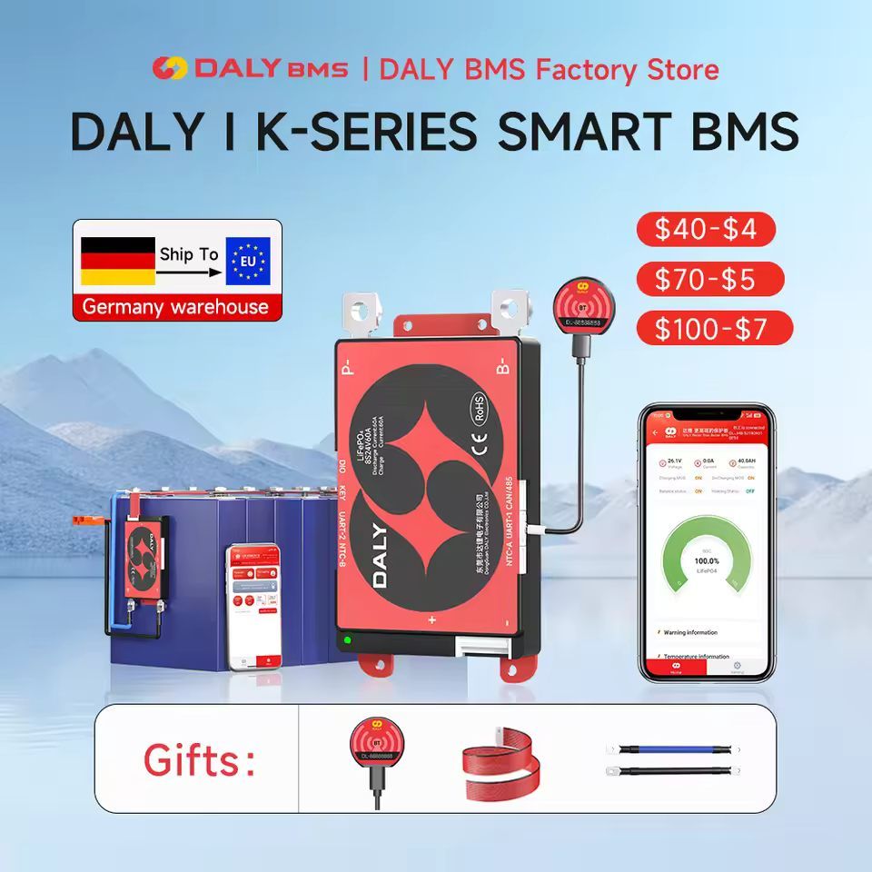 Daly Smart LiFePO4 BMS 4 to 16S 100A with Bluetooth UART and CANBUS