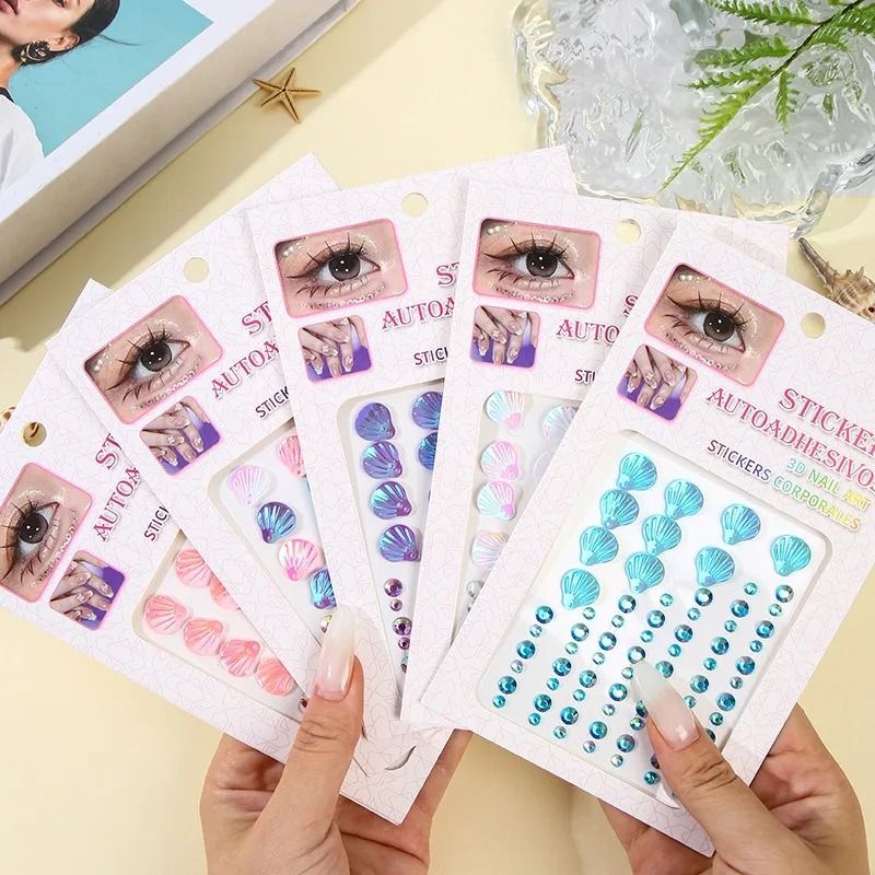 MermaidGlow Mermaid Face Gems 3D Crystal Face Gem Stickers Shell Diamond Body Art