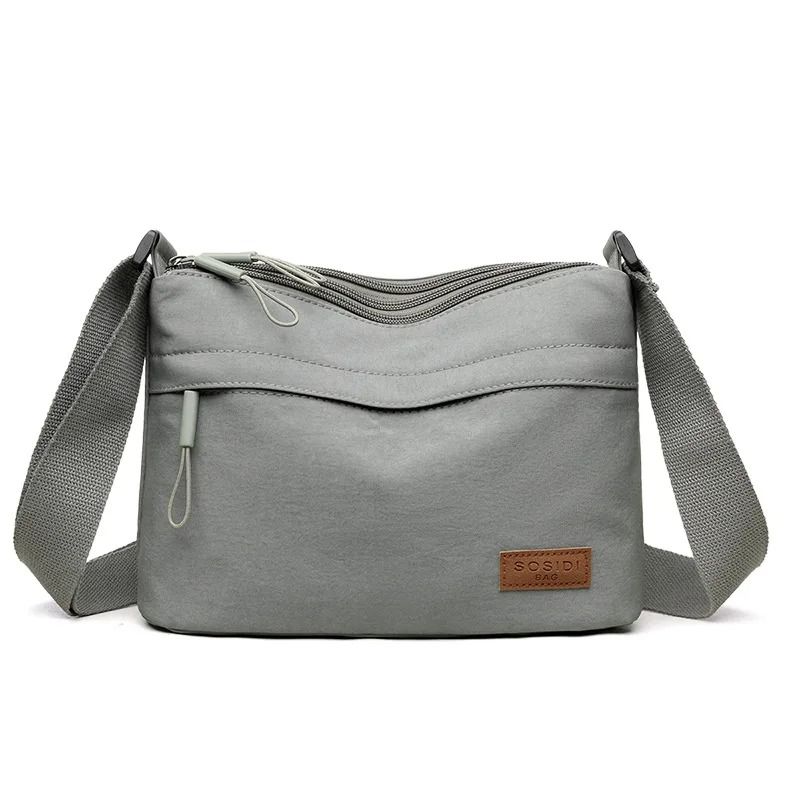 Womens Canvas Crossbody Bag with 3 Main Pockets and Adjustable Shoulder Strap