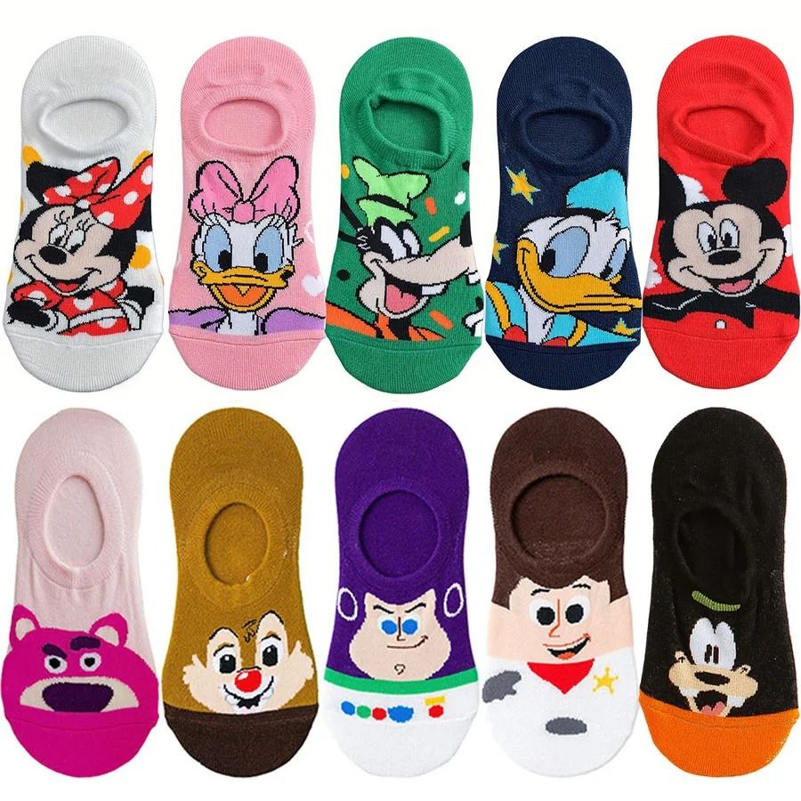 Cartoons Street Style Invisible Socks for Men and Women 10 Pairs