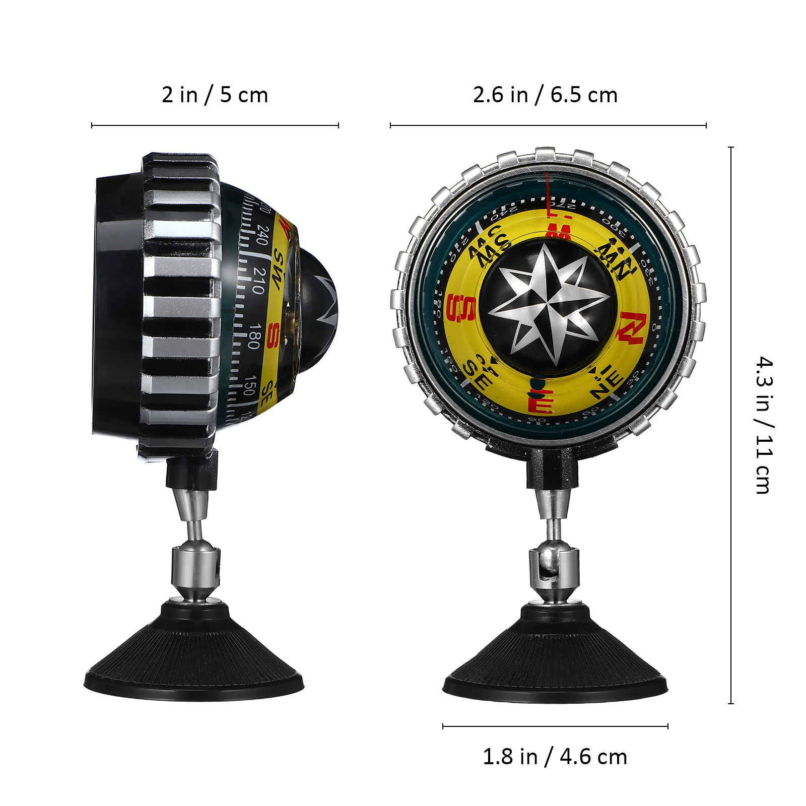 Dashboard Mount Car Compass Ball Navigation Suction Cup Auto and Marine Guide