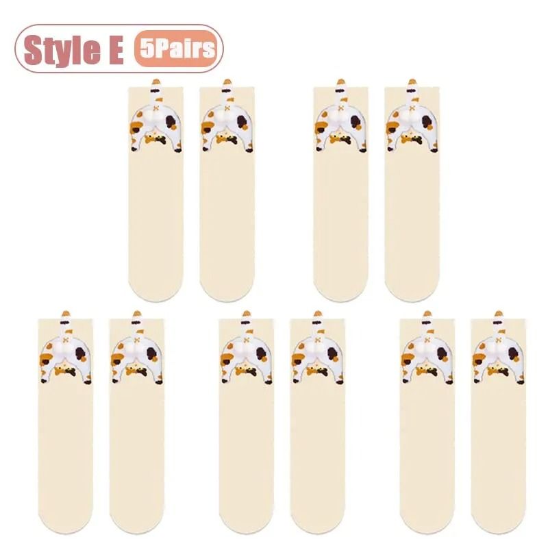 Cartoon Cat Egg Cozy Mid Calf Socks