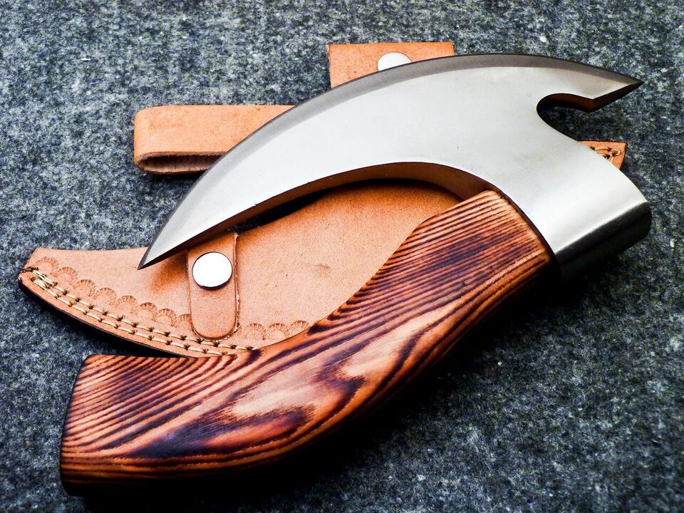 Rare Custom Made Viking Pizza Axe Handmade Stainless Steel Medieval Pizza Cutter