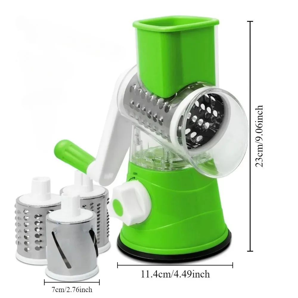 Rotary Vegetable Cutter Kitchen Shredder with Handle and Drum Blades