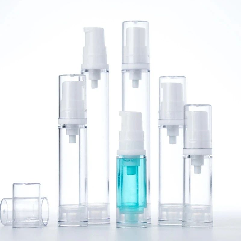 5-Piece Airless Pump Bottle Set (5ml/10ml/15ml) Leak-Resistant Refillable Travel Containers