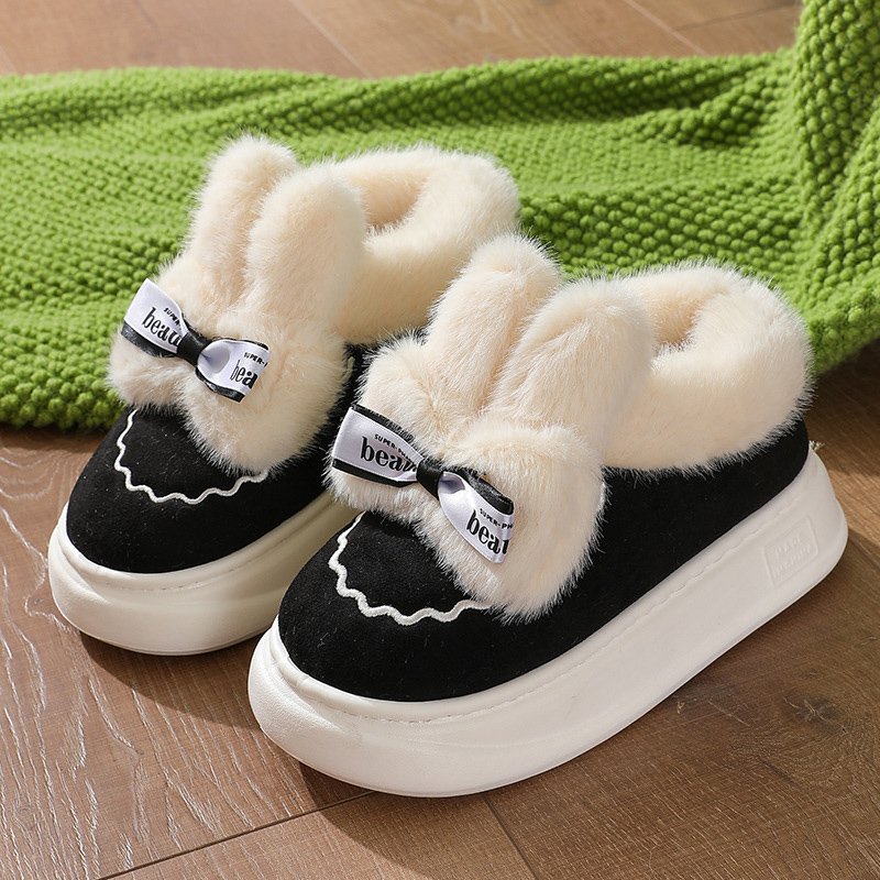 Winter Snow Boots Women Warm Padded Indoor Plush Cotton Shoes Soft Sole Ankle Boots Thick Bottom Rabbit Cotton Boots