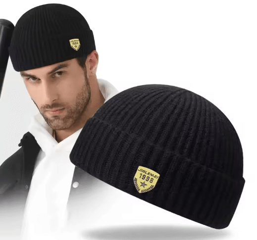 Mens Autumn and Winter Knitted Wool Hat Unisex Street Melon Skin Beanie with 1998 Logo