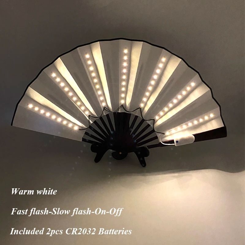 LED Folding Fan Light Up Hand Fan Glowing Party Festival Fan