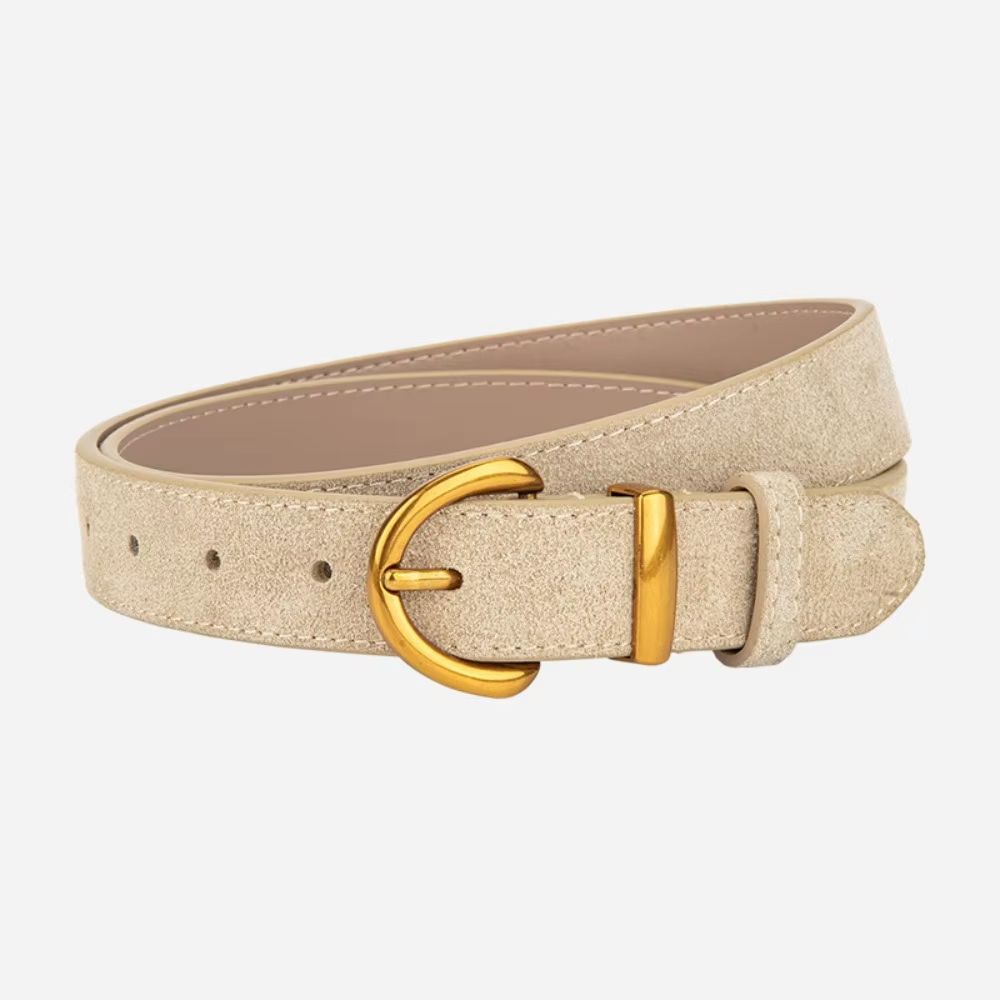 Genuine Leather Suede Women's Belt with Alloy Pin Buckle Retro Luxury Design