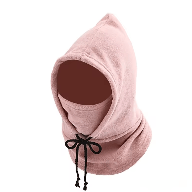 Windproof Knit Balaclava Hood with Drawstring Thermal Winter Face & Neck Cover