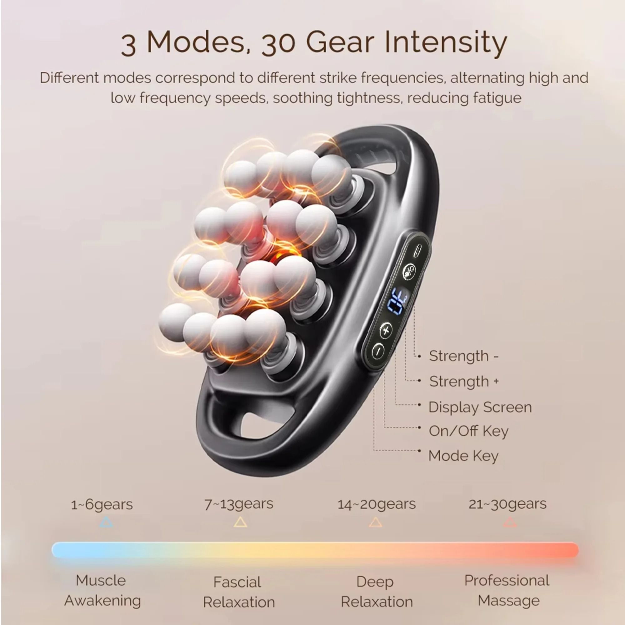 Deep Tissue Percussion Massage Gun – Professional Muscle Recovery Device with 16 Heads – Electric Body Fitness Massager