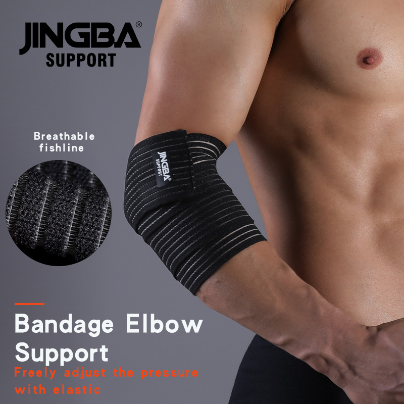 Fitness Bodybuilding Training Support Elbow Pads, Adjustable Elbow Protector with Elastic Straps for Weightlifting