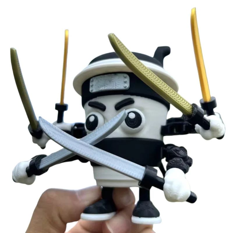 Cappuccino Assassino Coffee Ninja Figurine 3D Printed Desk Toy Italian Brainrot Collectible
