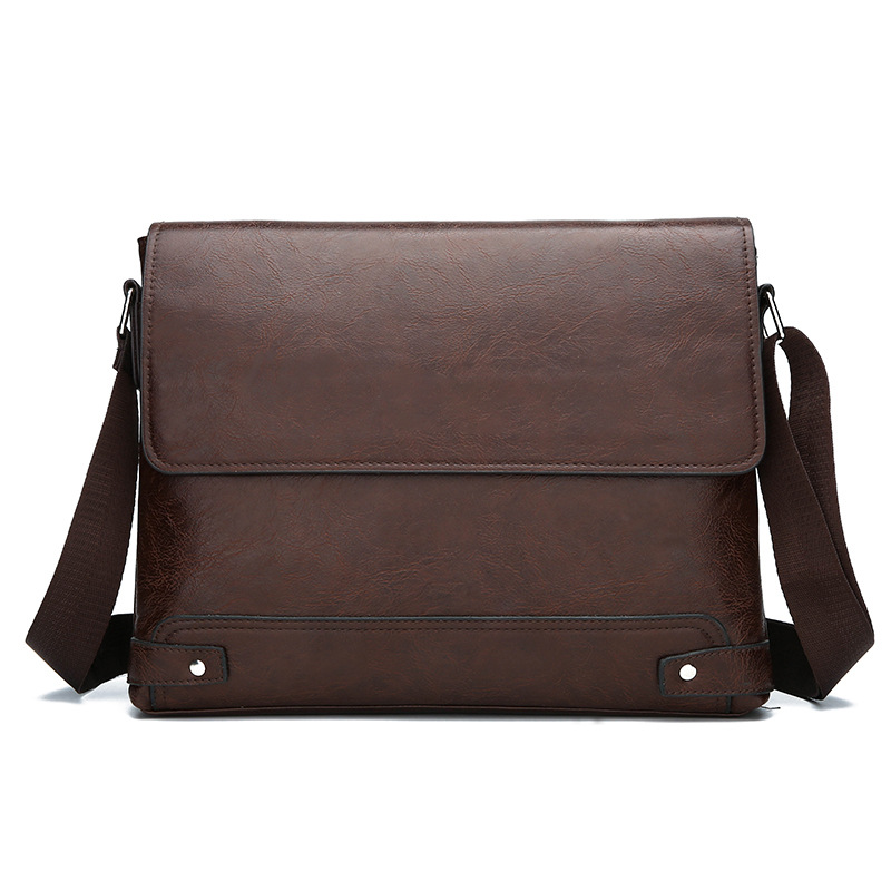 Men's Retro Leather Messenger Bag Casual Business Travel Shoulder Bag