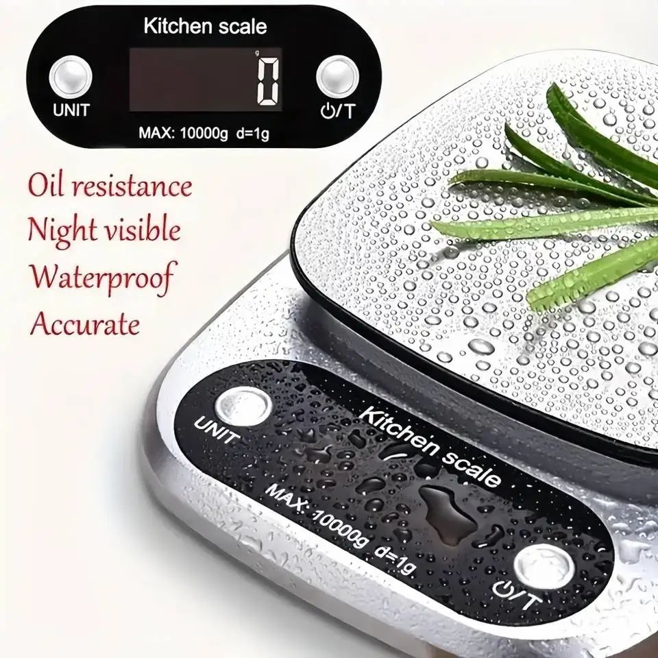 22 lb Digital Kitchen Scale with Tare Function – Stainless Steel Food & Jewelry Weighing Scale with LCD Display