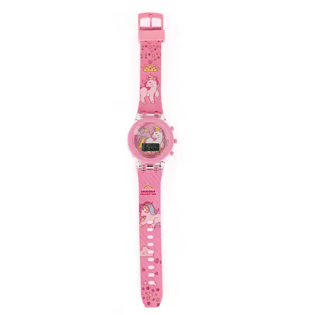 Cartoon Unicorn Kids Digital Watch – Light-Up Colorful LED Wristwatch Toy