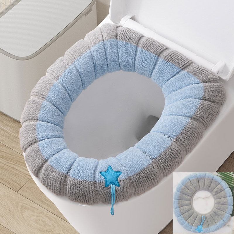Winter Bathroom Cushion, Warm Toilet Seat Cover Mat, Soft Washable Toilet Pad with Handle, Thicker Tool Warmer