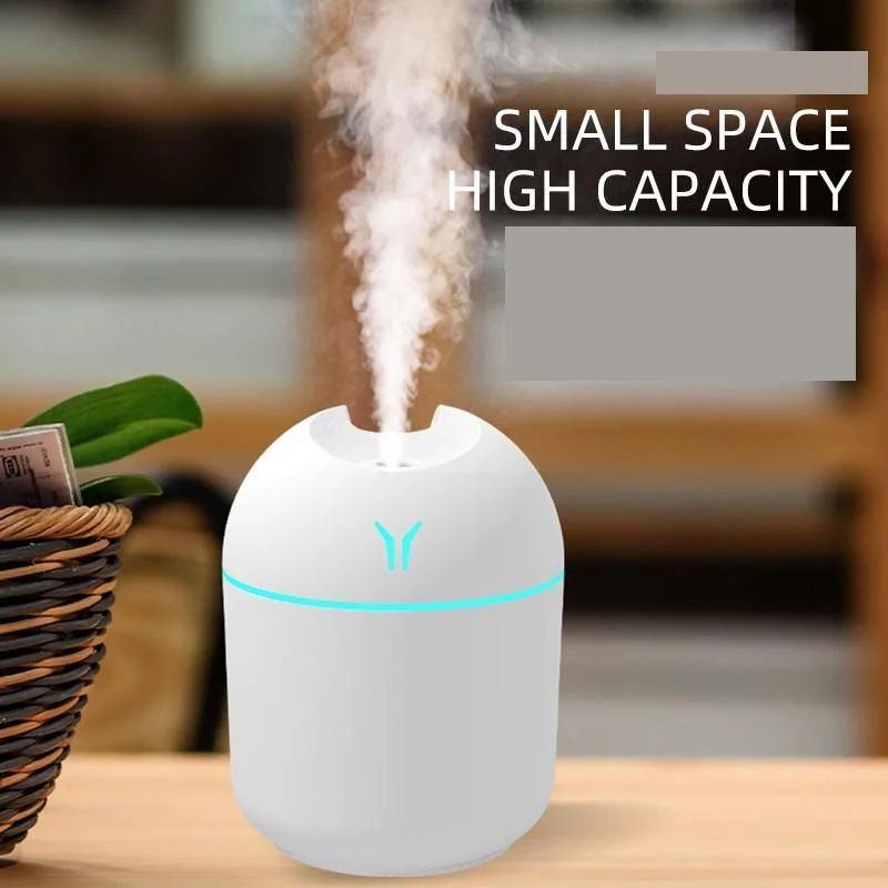 USB Mini Air Humidifier 8.45 fl oz Ultrasonic Aroma Diffuser with LED Color Light, Quiet Mist Maker for Home & Car