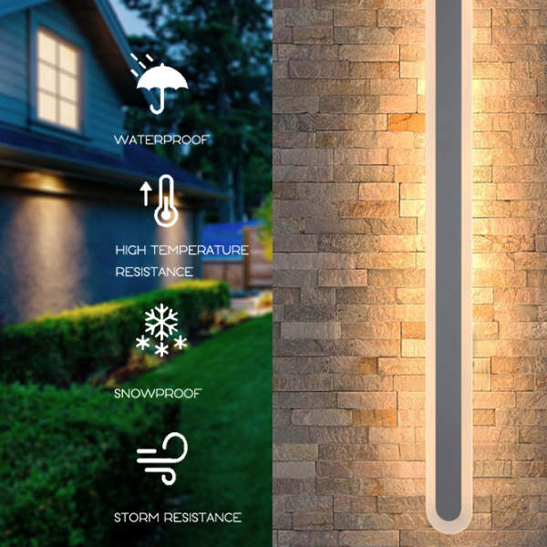 Black Gold White Long Strip Outdoor Wall Sconce, Waterproof Wall Mounted Lighting for Porch Courtyard, Elegant Outdoor