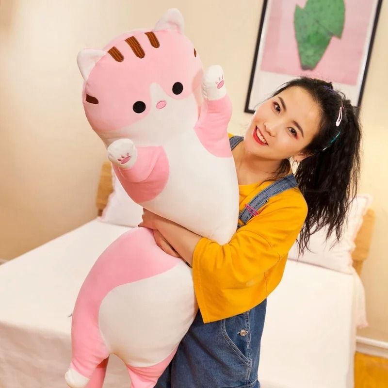 Long Cat Plush Pillow Soft Sleeping Plushie Doll