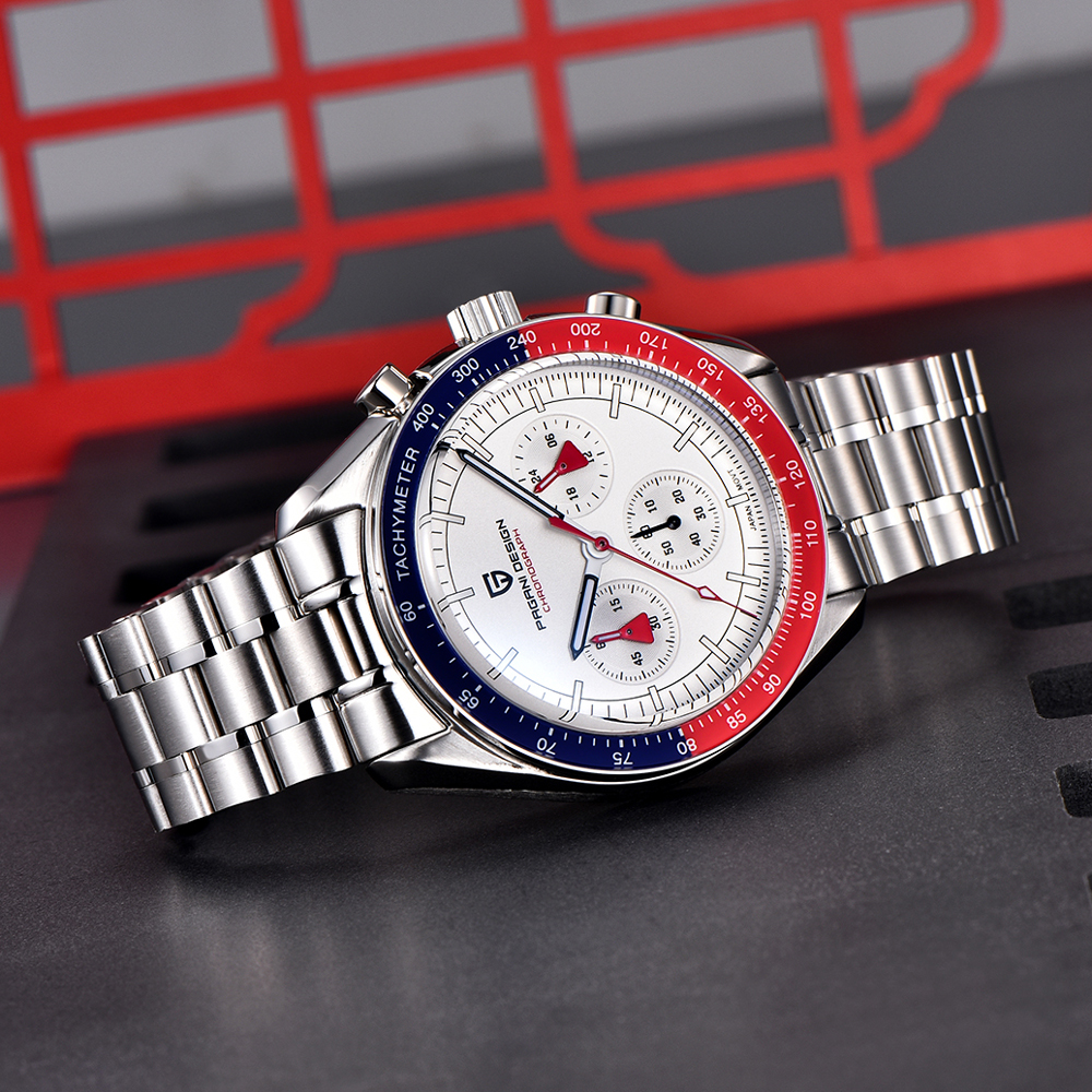 Mens Luxury Quartz Chronograph Watch Ceramic Bezel, Luminous Display