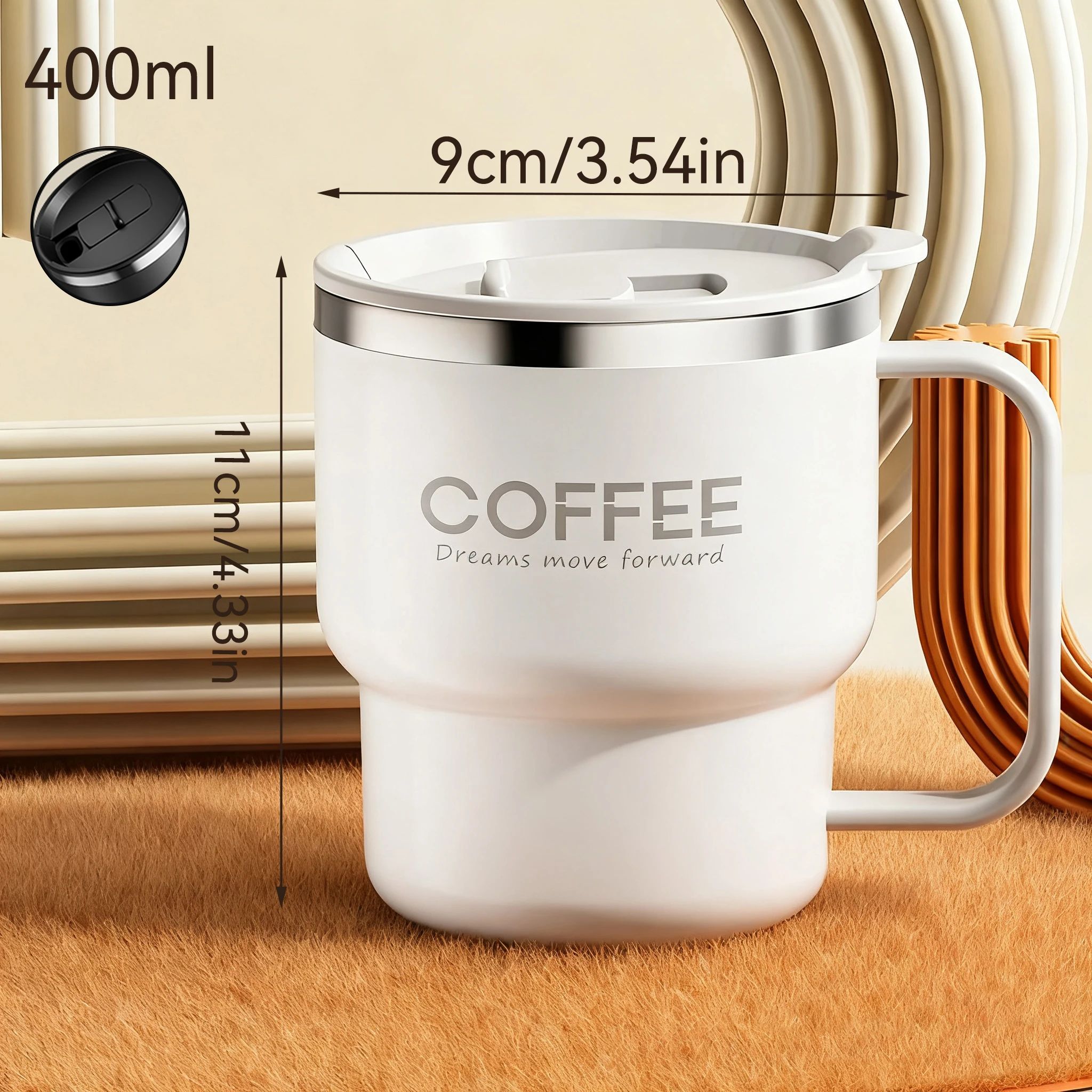 304 Stainless Steel Double Wall Insulated Coffee Mug – Leakproof Thermal Drink Cup 13.5 fl oz