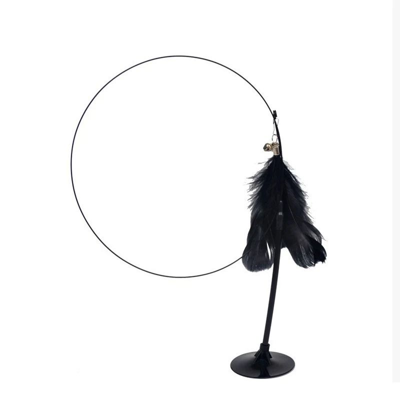 Cat Teaser Wand With Bell Feather And Suction Cup Long Interactive Stick