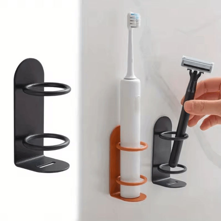 Wall-Mounted Iron Toothbrush Holder – No-Drill Bathroom Storage Rack with Drainage