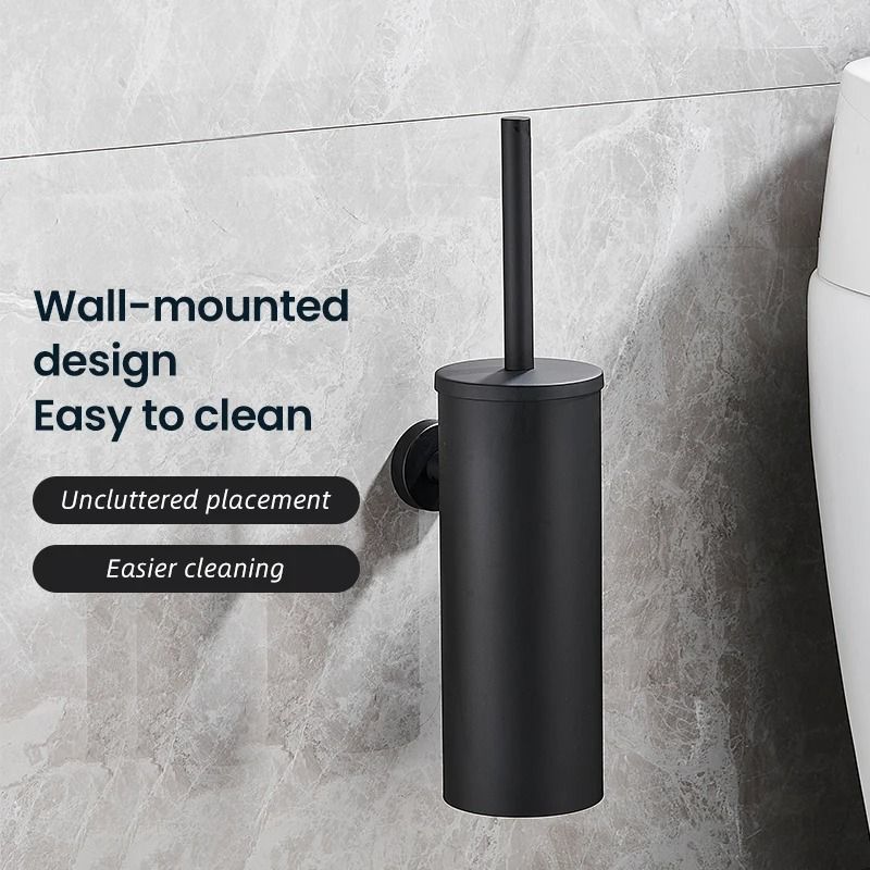 Stainless Steel Wall-Mounted Toilet Brush Set