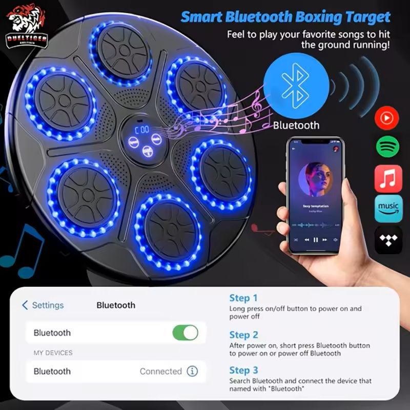 Smart Bluetooth Music Boxing Trainer Wall Mounted Punching Target