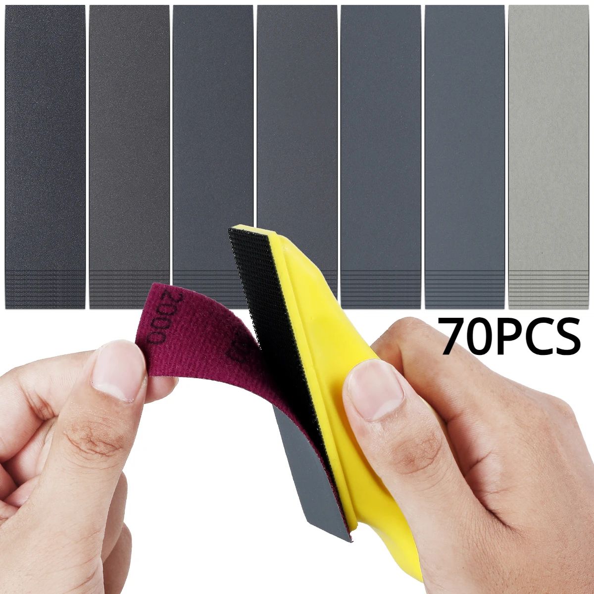 70 Piece Mini Sandpaper Kit Detail Sander Set Assorted Grit Sanding Tool