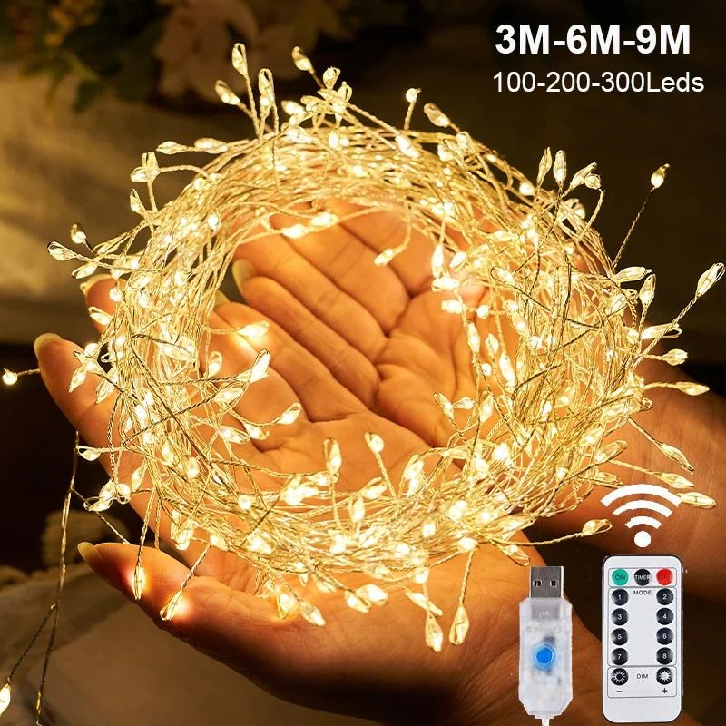 USB Power LED Firecracker String Lights – Remote Controlled Fairy Garland